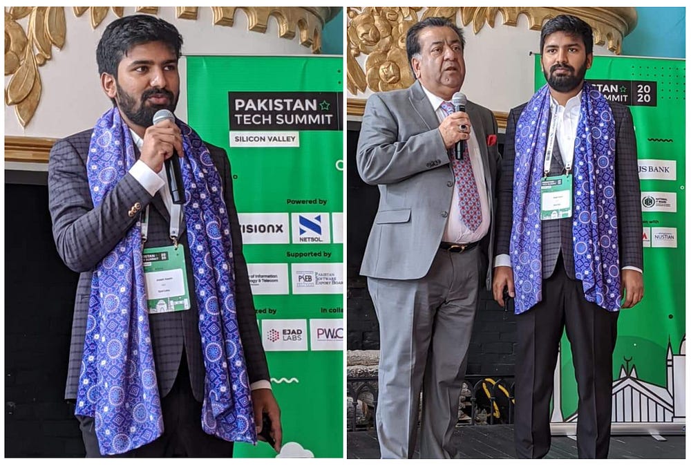 Consul General Abdul Jabbar Memon with Arzish Azam at Pakistan Tech Summit 2020
